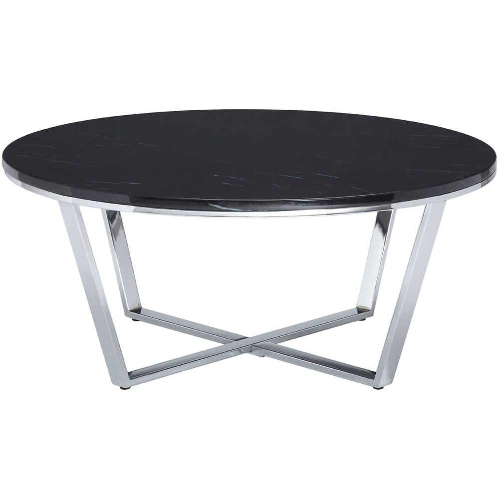 Premier Housewares Allure Black Faux Marble Top Round Coffee Table Image 2
