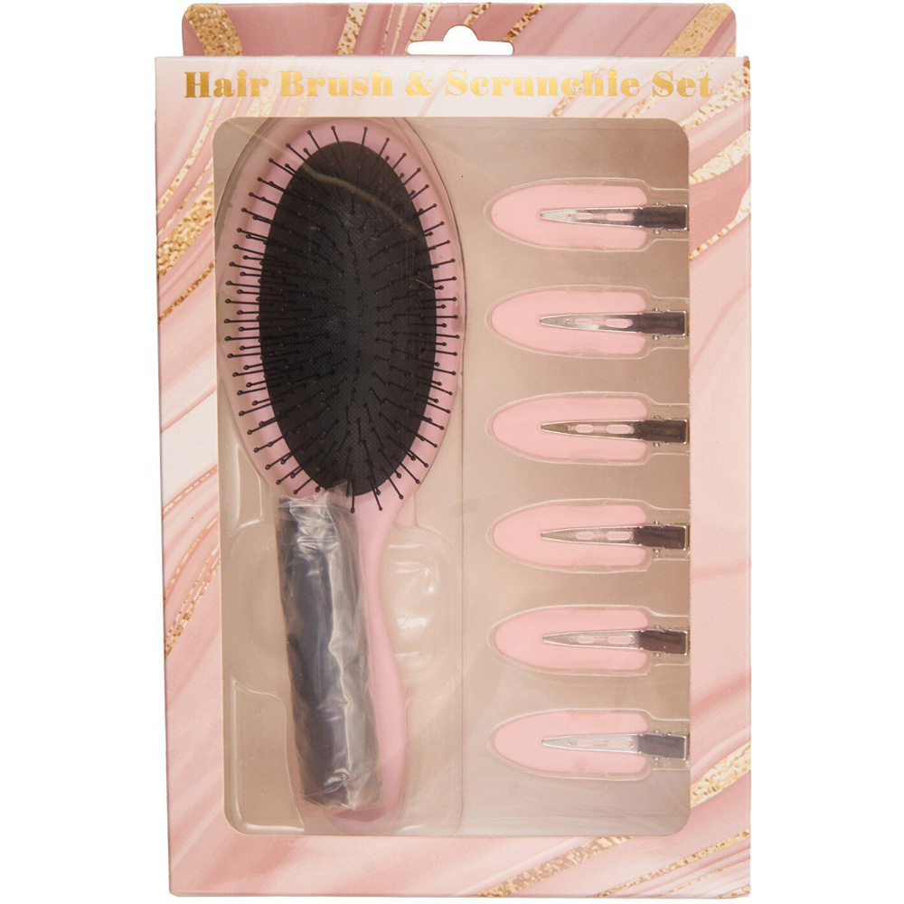 Hair Brush and Scrunchie Set - Pink Image 1