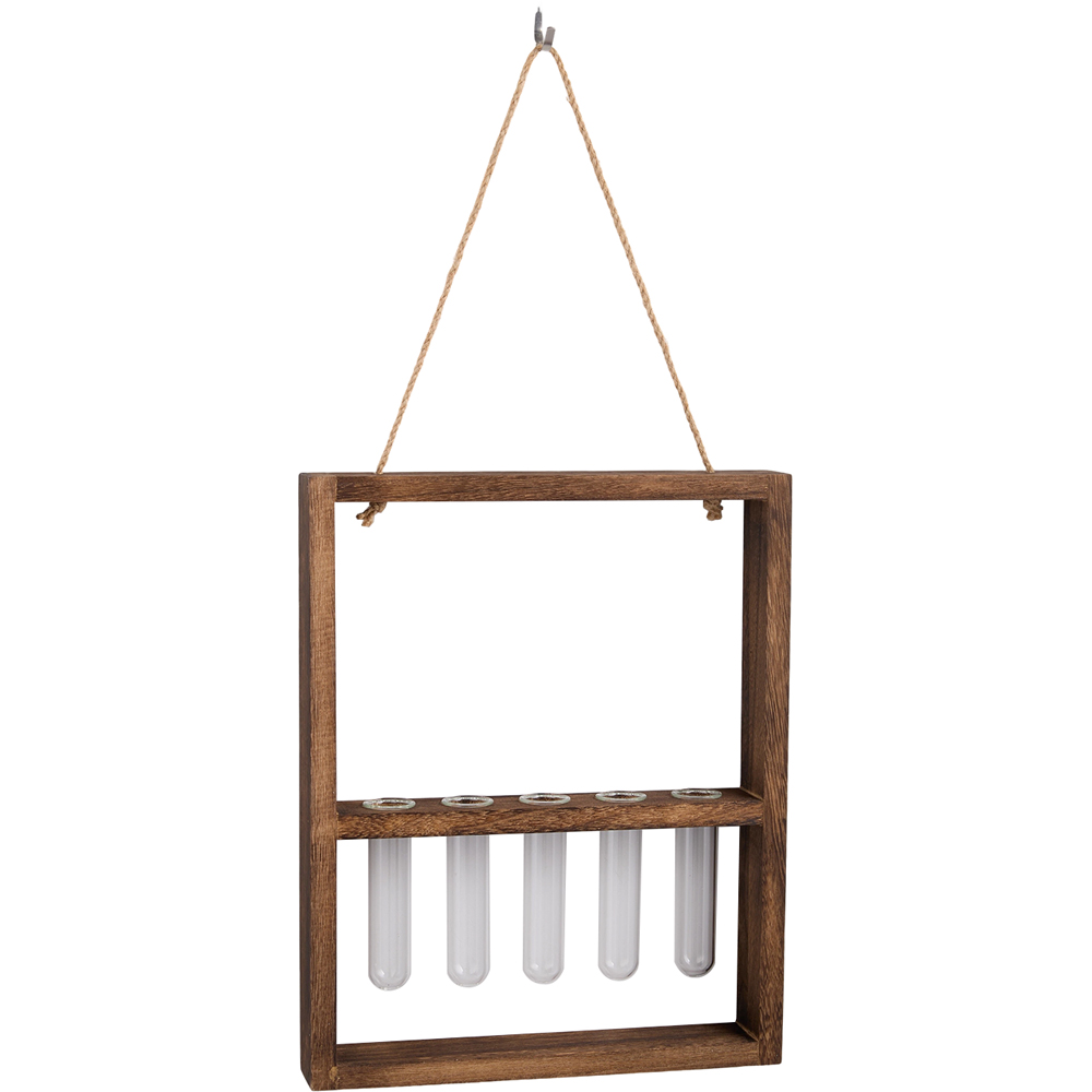 Living and Home 5 Tube Walnut Wall Mounted Plant Propagation Station Image 3