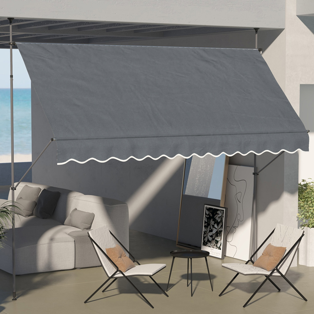 Outsunny Dark Grey Retractable Awning 3.5 x 1.2m Image 1