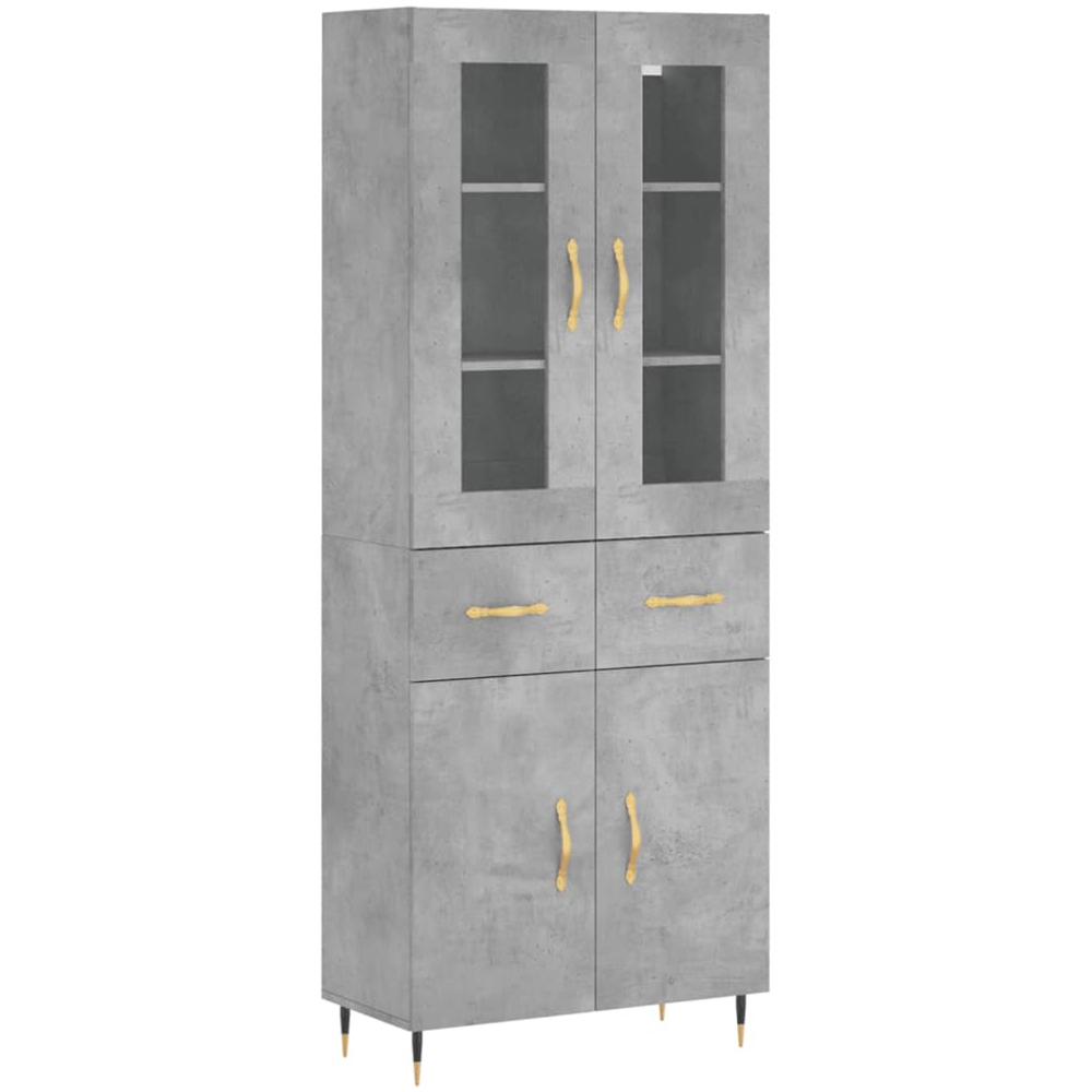 vidaXL 4 Door 2 Drawer Concrete Grey Highboard Image 2