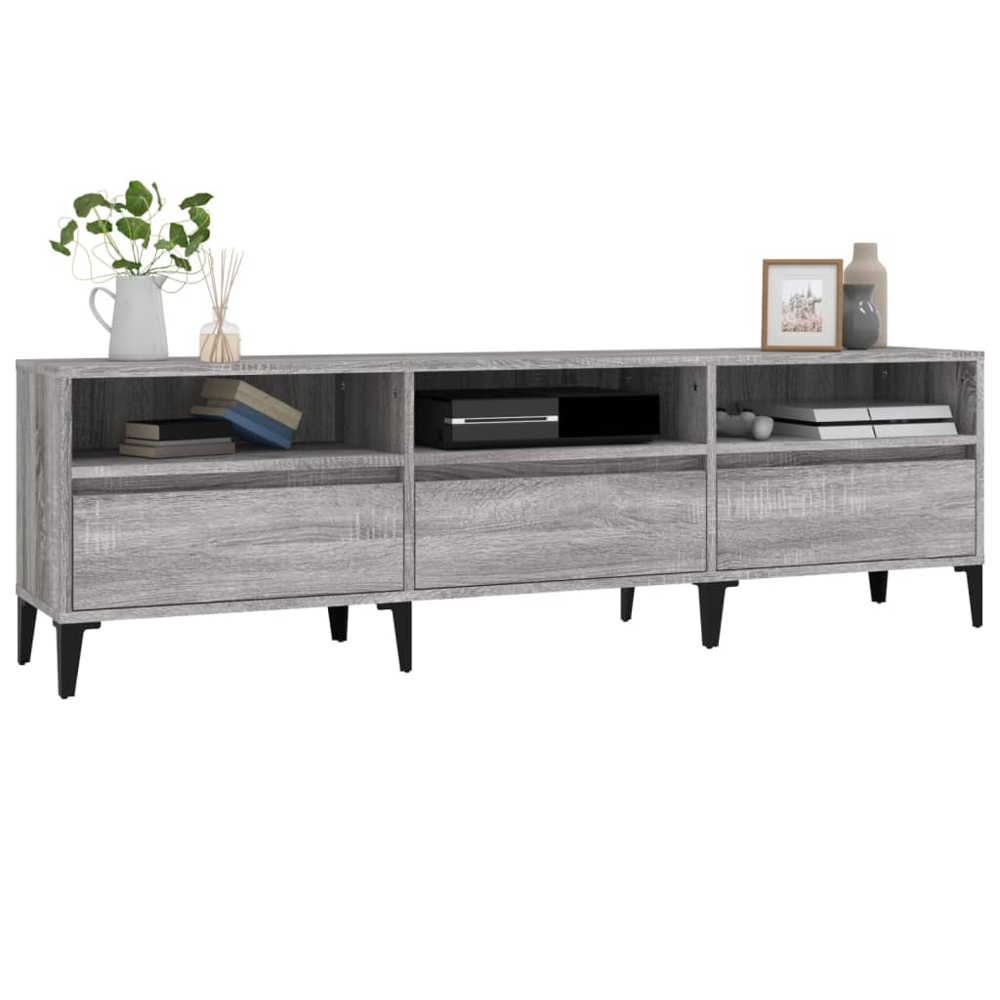 vidaXL 3 Door 3 Shelf Grey Sonoma TV Cabinet Image 5