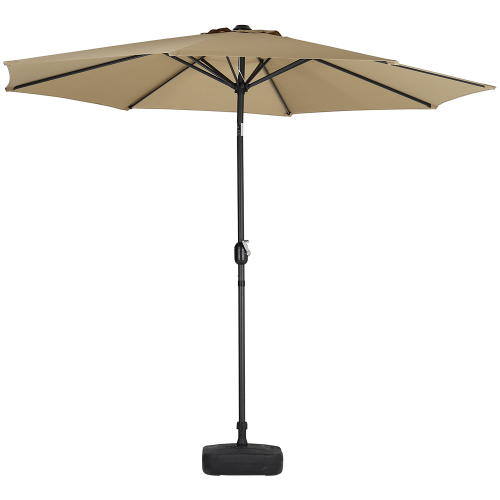 Living and Home Beige Round Crank Tilt Parasol with Square Base 3m Image 4