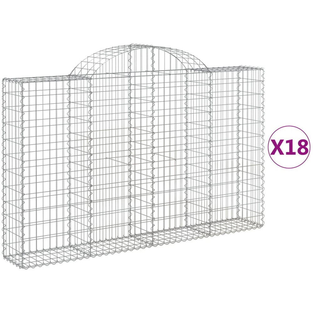 vidaXL Silver Galvanised Iron Arched Gabion Basket 200 x 30 x 120/140cm 18 Pack Image 4