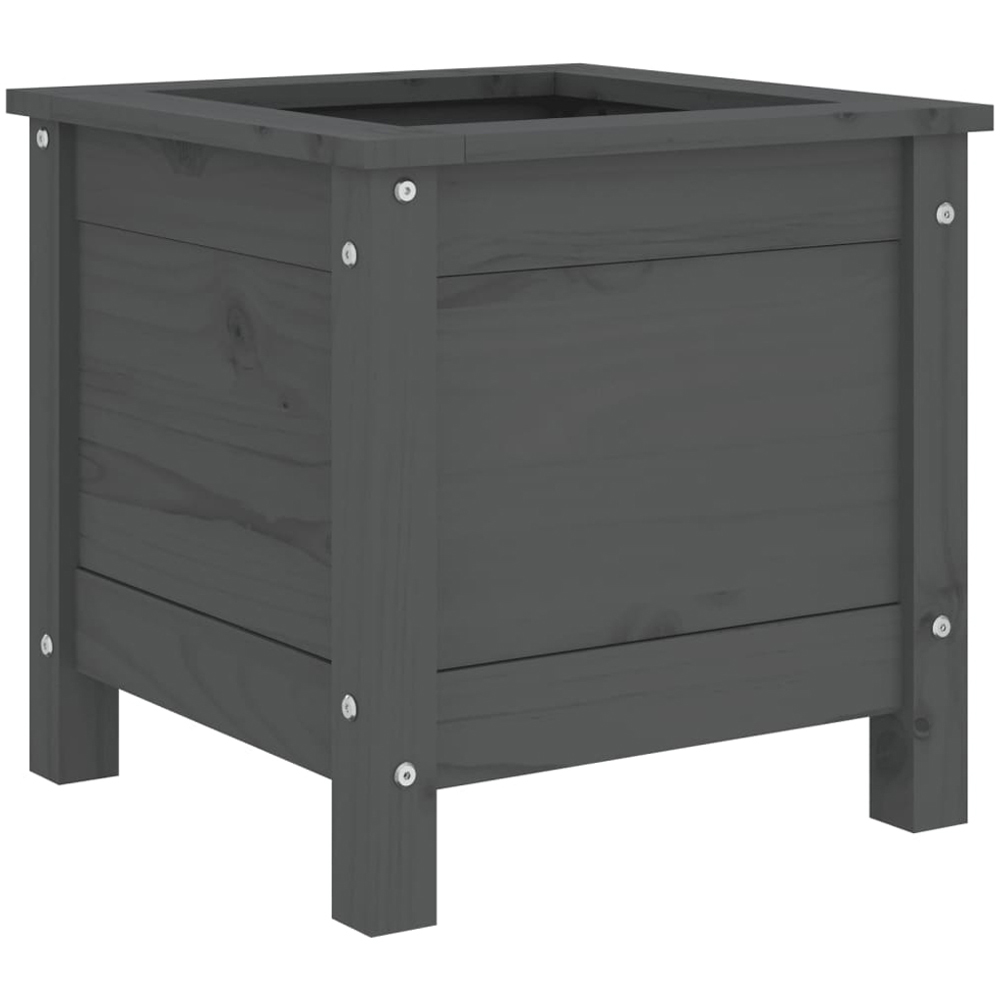 vidaXL Grey Solid Pine Wood Raised Garden Planter 39 x 40 x 40cm Image 1
