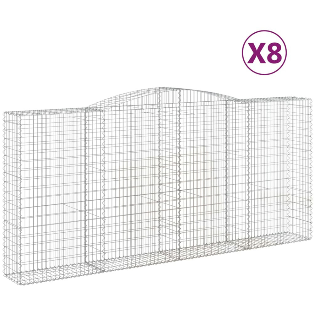 vidaXL Silver Galvanised Iron Gabion Basket 400 x 50 x 180/200cm 8 Pack Image 4