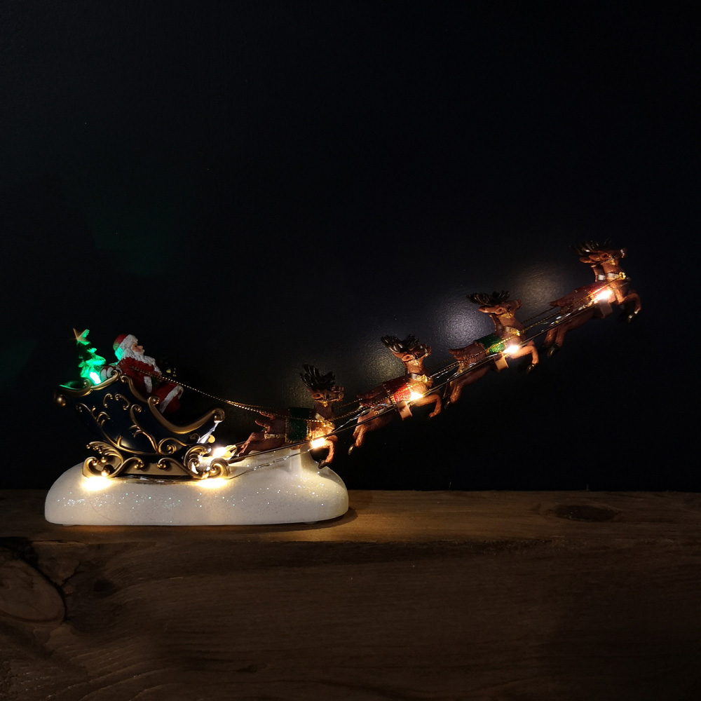 Samuel Alexander Santa Sleigh with Reindeer Christmas Decoration 34cm Image 2