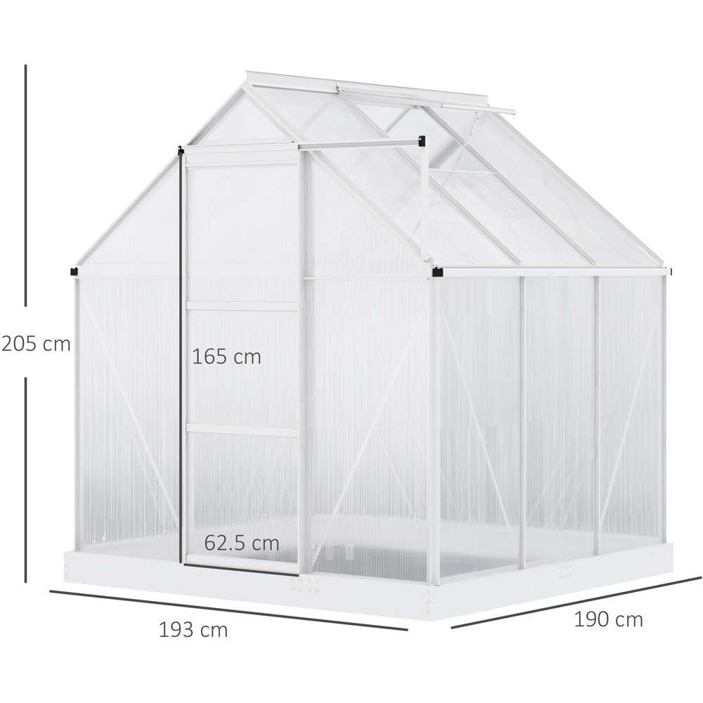 Outsunny White Polycarbonate 6 x 6ft Walk In Lean to Greenhouse Image 7
