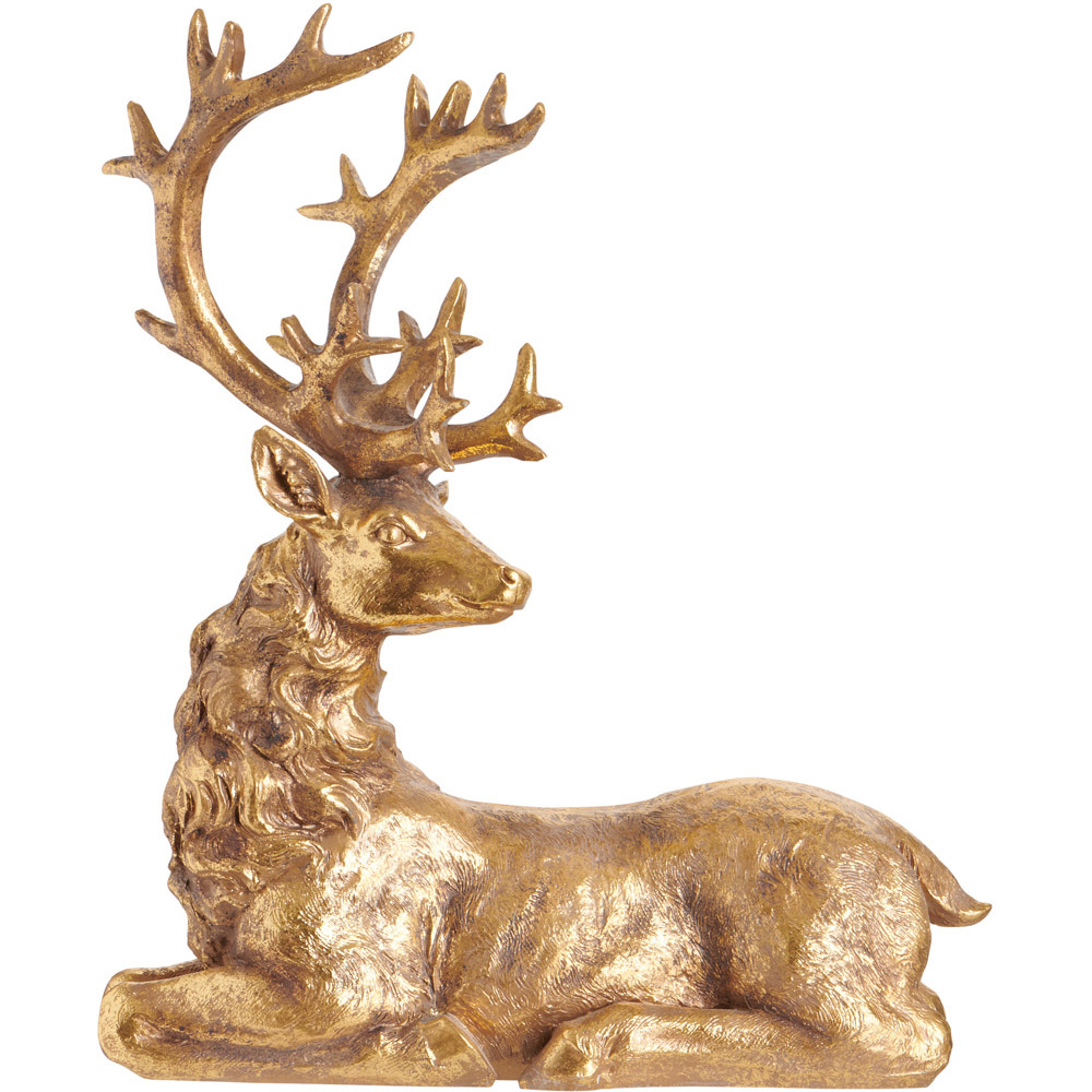 Wilko Majestic Gold Seated Stag Image 1