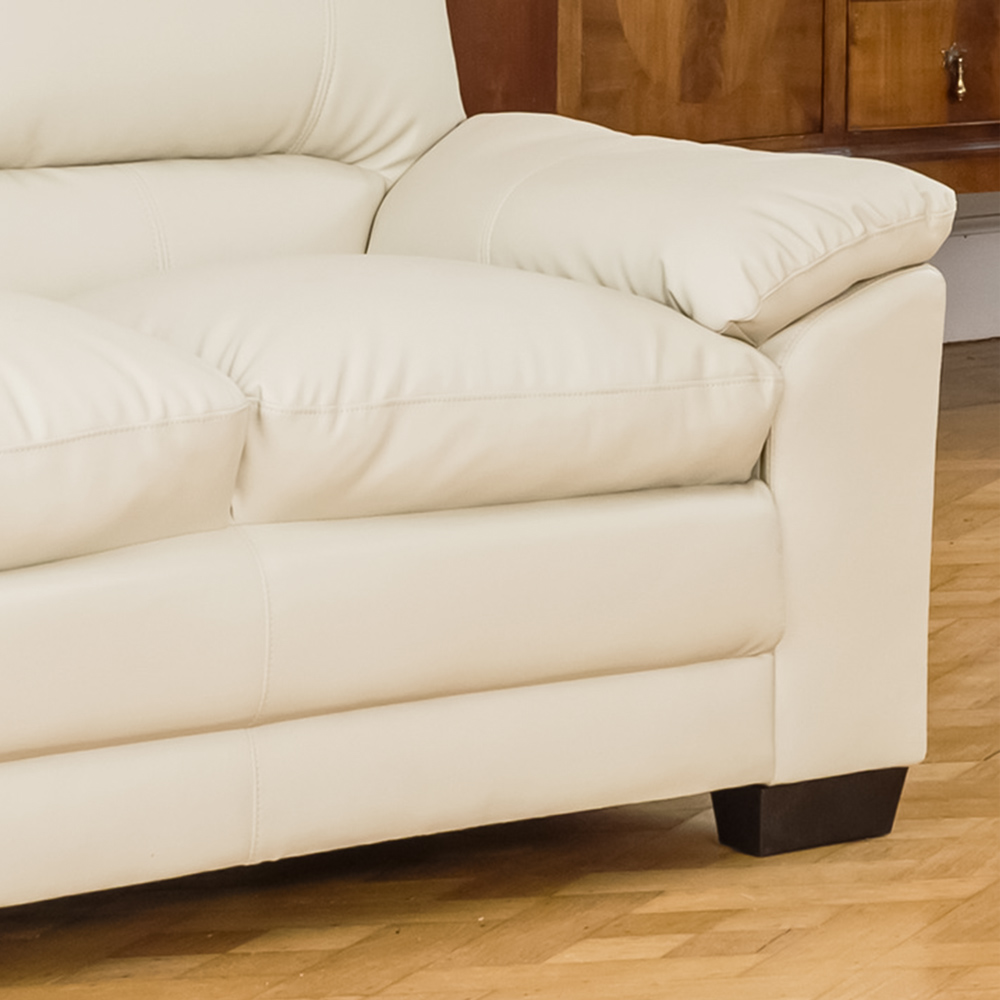 Genoa 2 Seater Cream Bonded Leather Sofa Image 2