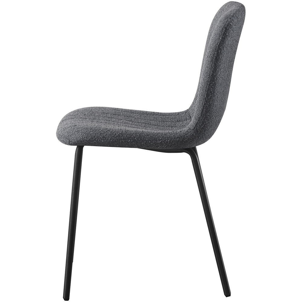 Bella Set of 2 Dark Grey Teddy Faux Fur Stitched Design Dining Chairs Image 3