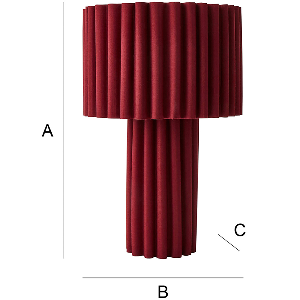 ValueLights Lenny Burgundy Wine Drum Lamp Shade Ribbed Full Fabric LED Table Lamp Image 7