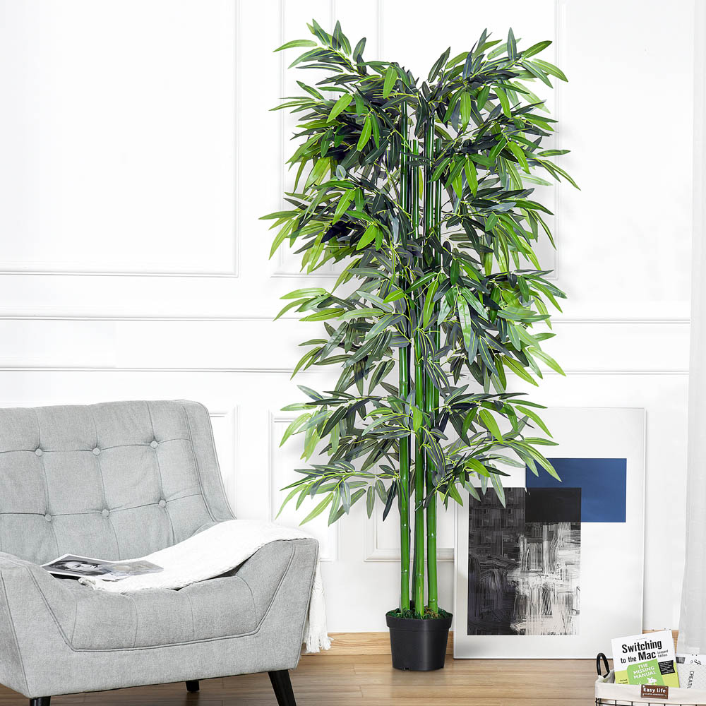 Outsunny Bamboo Tree Artificial Plant In Pot 6ft Image 3