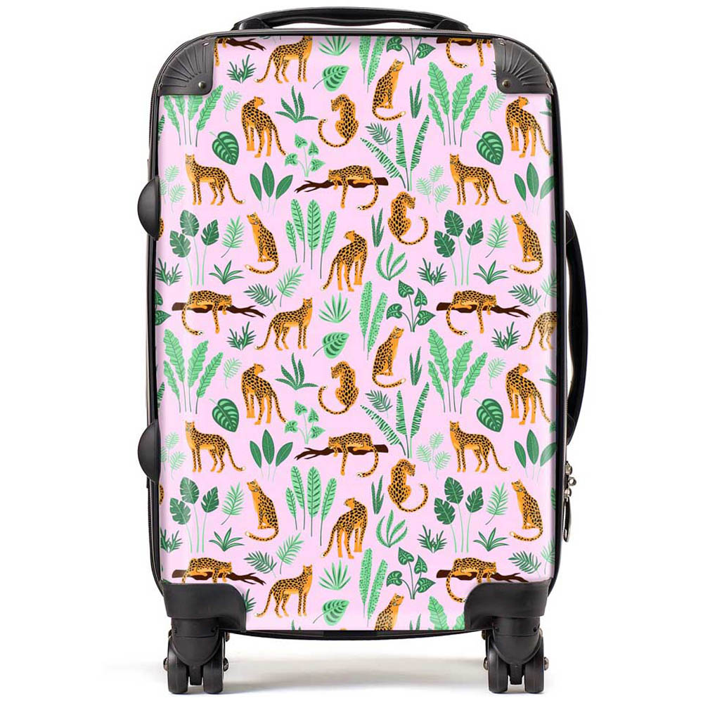 Warren Reed Designer Cabin Hand Drawn Leopards Suitcase Image 1