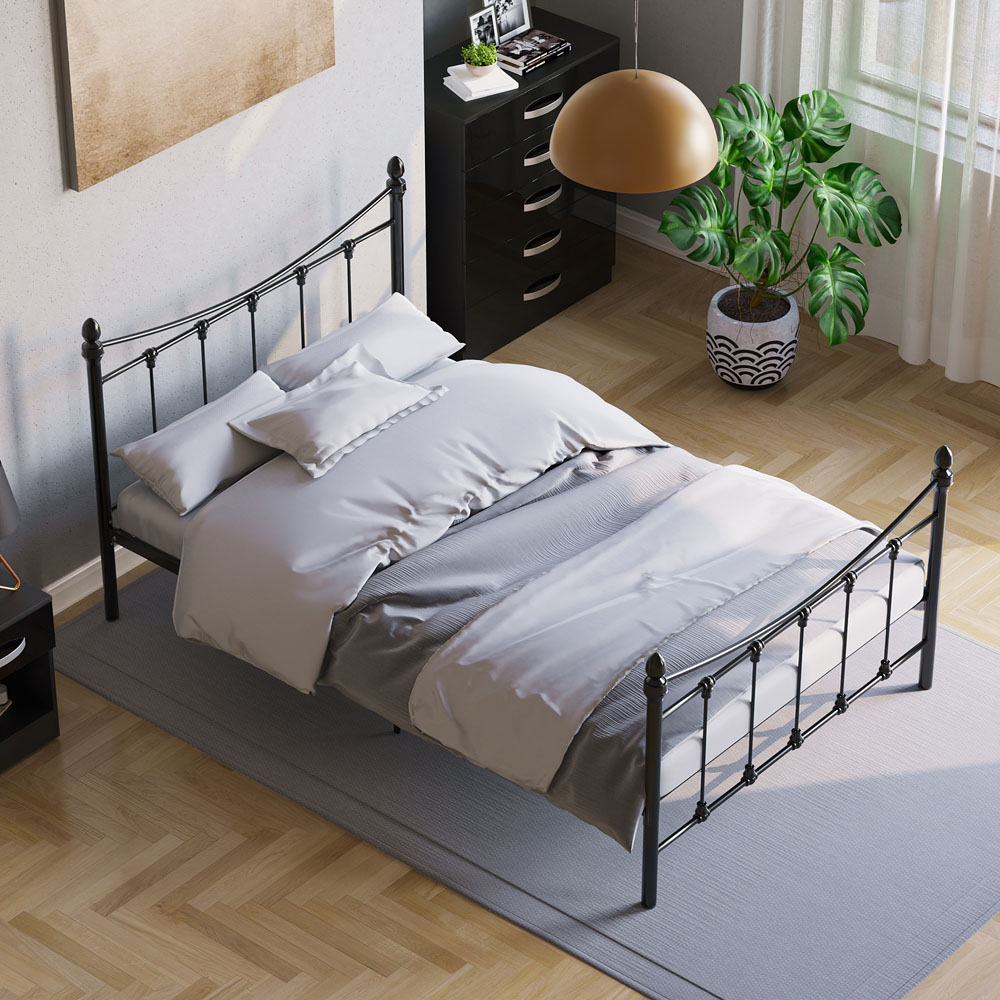 Vida Designs Paris Small Double Black Metal Bed Frame Image 6