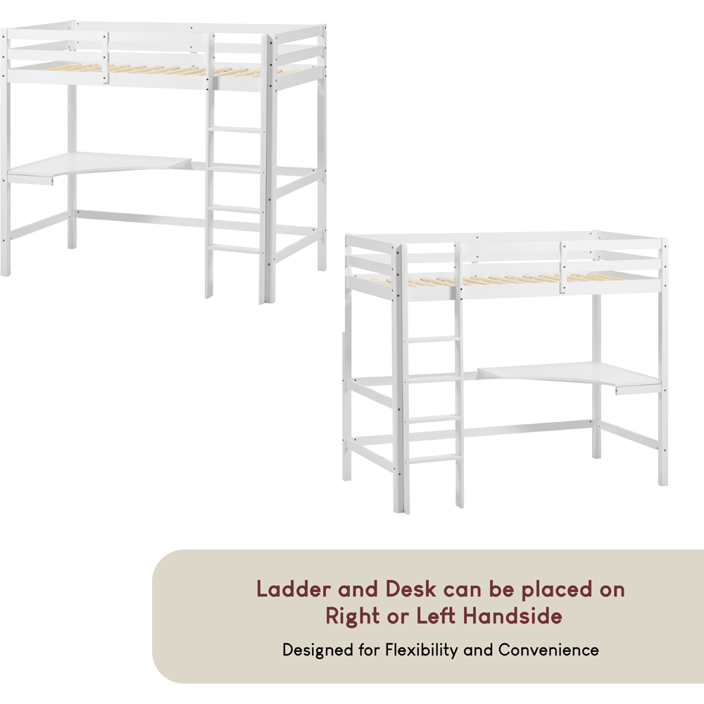 VIDA DESIGNS Sydney Single White Bunk Bed with Desk and Foam Mattress Image 6