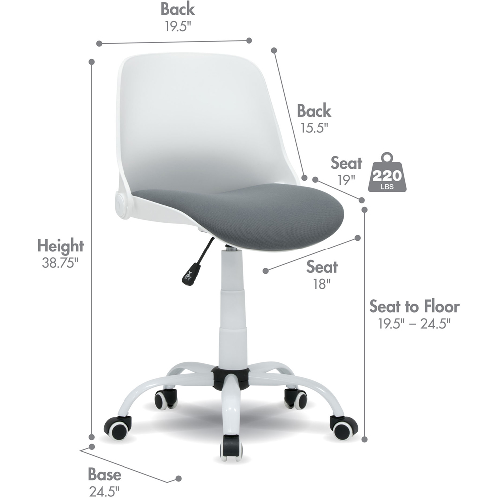 Sewing Online 18617 White and Grey Hydraulic Foldable Sewing and Office Chair Image 9