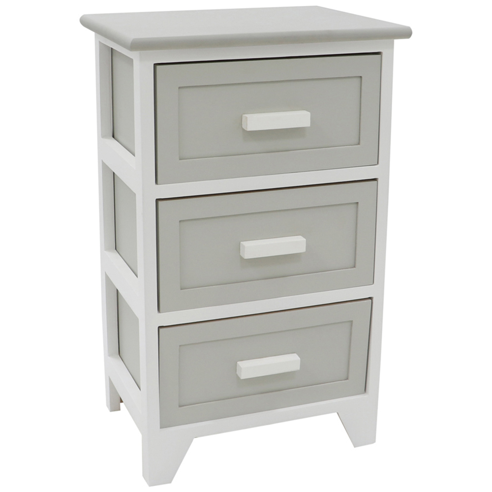 JVL Abingdon Grey and White Willow 3 Drawer Storage Unit Image 1