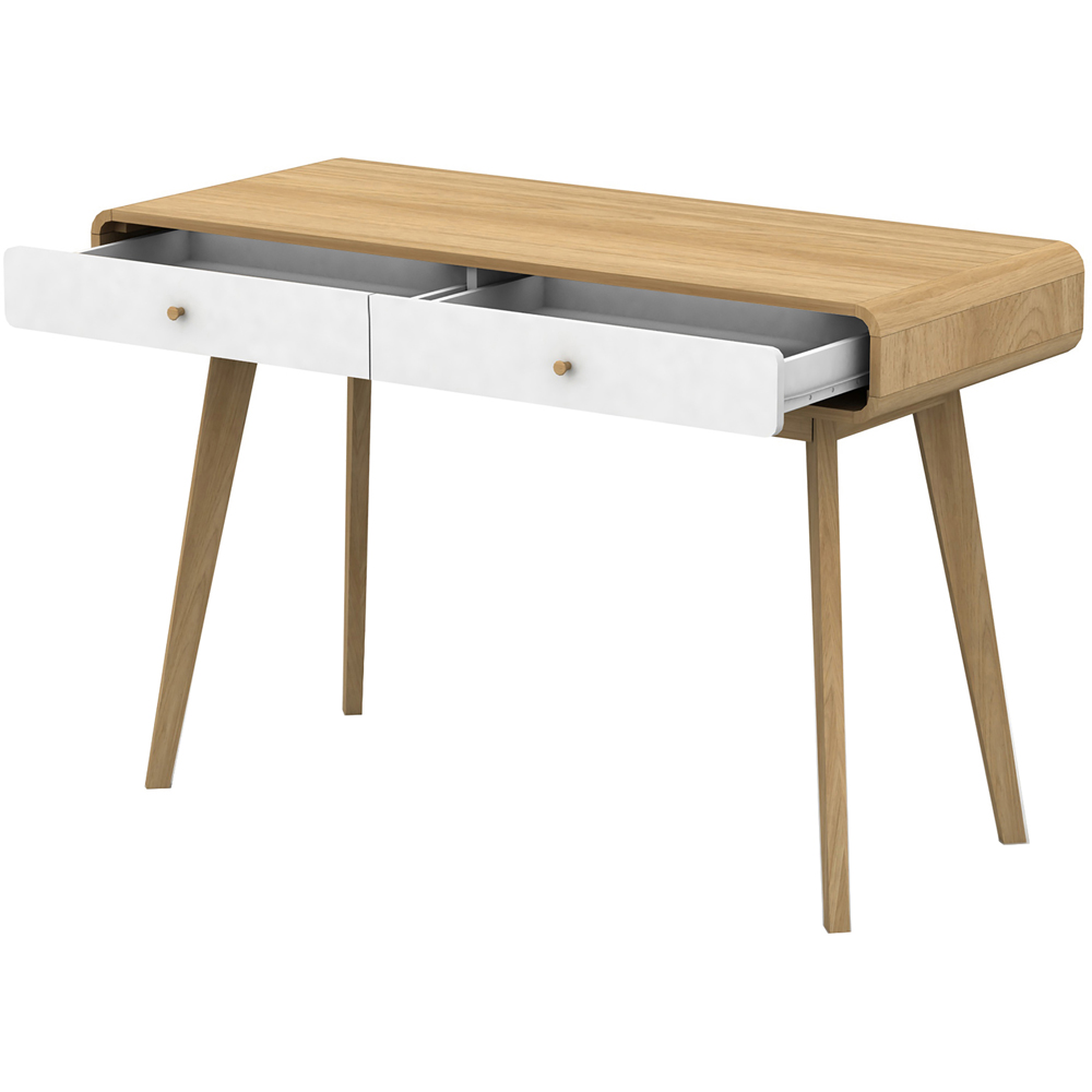 Loft24 Cassie 2 Drawer Oak White Compact Desk Image 3