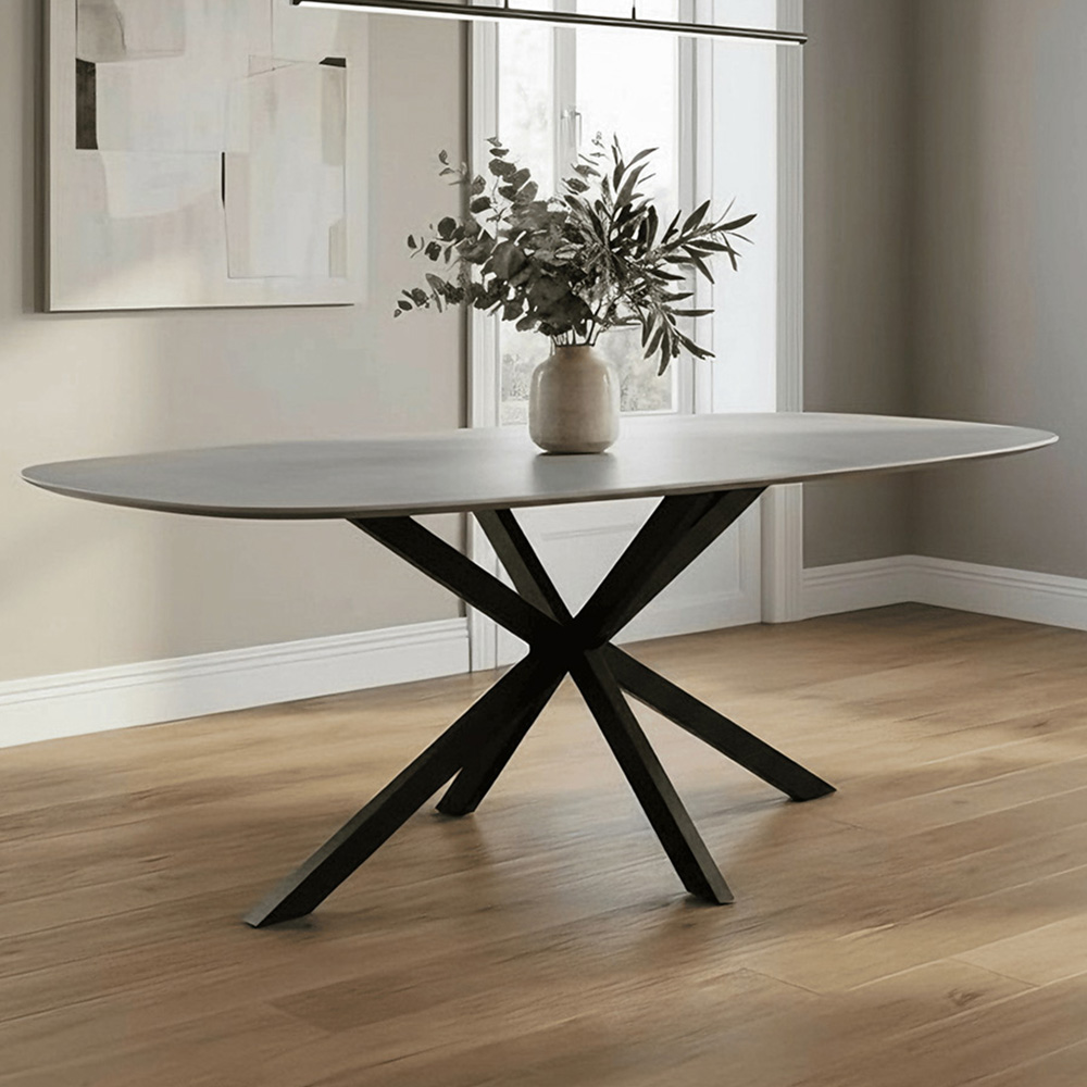 Home Source Sigma 4 Seater Oval Dining Table Grey Image 1