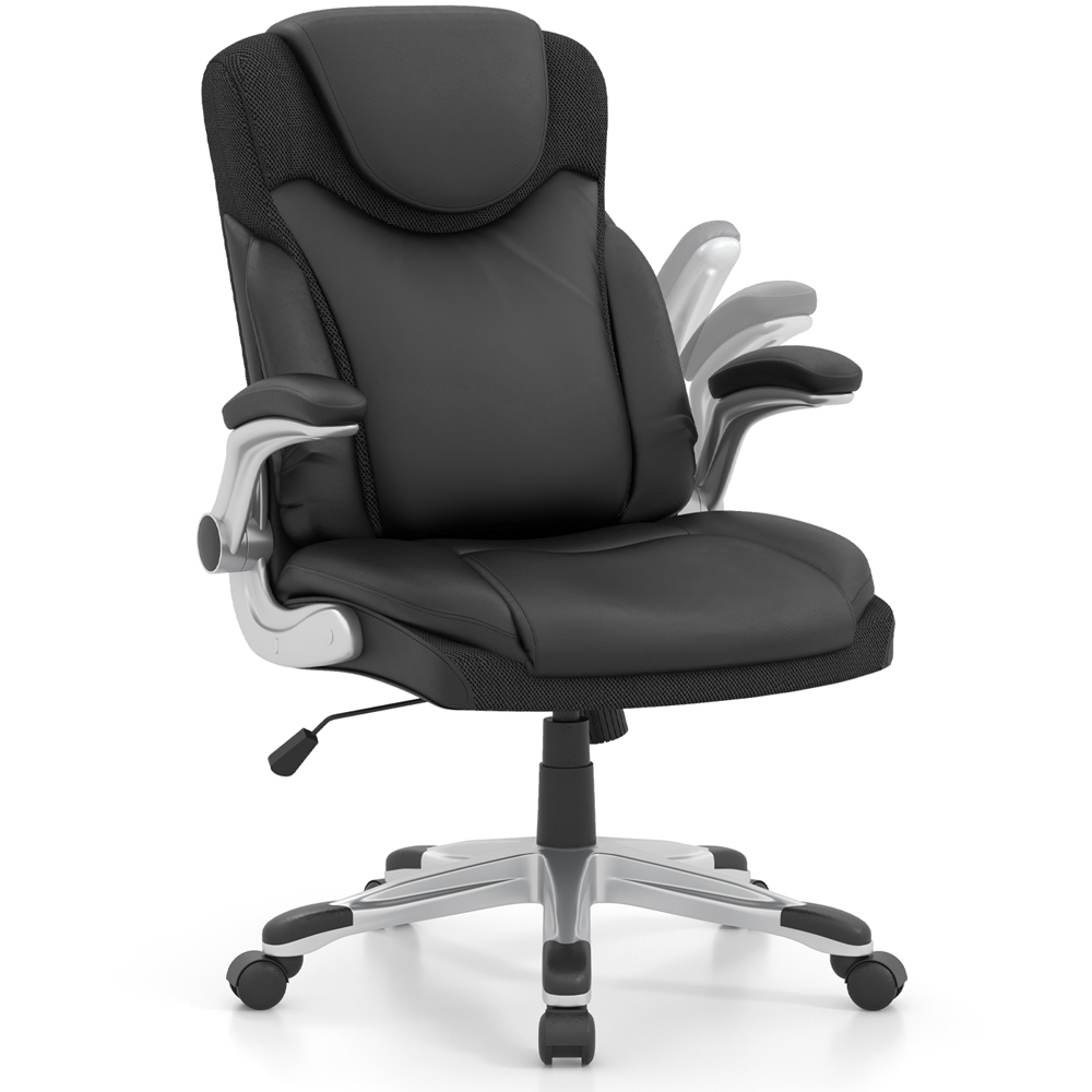 Costway Black Leather Adjustable Office Chair Image 2