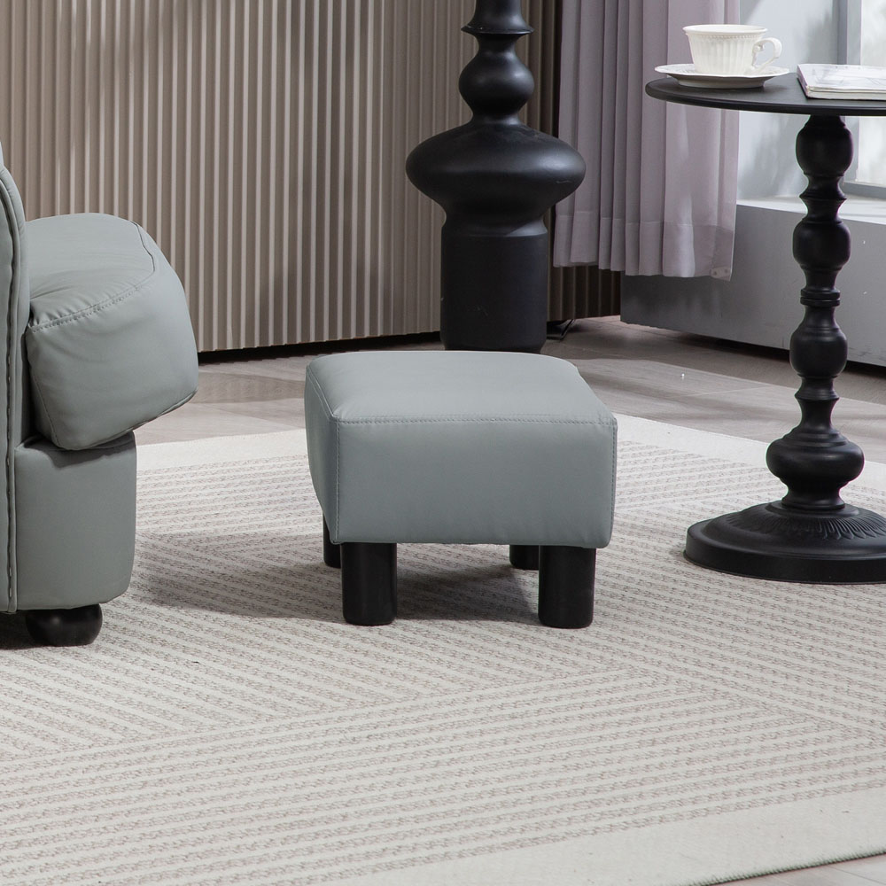 HOMCOM Grey Faux Leather Footstool Image 6