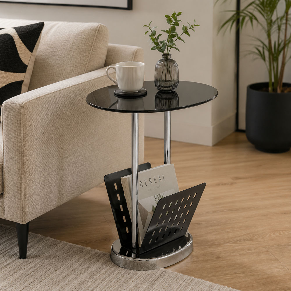 Premier Housewares Black Glass Side Table Image 3