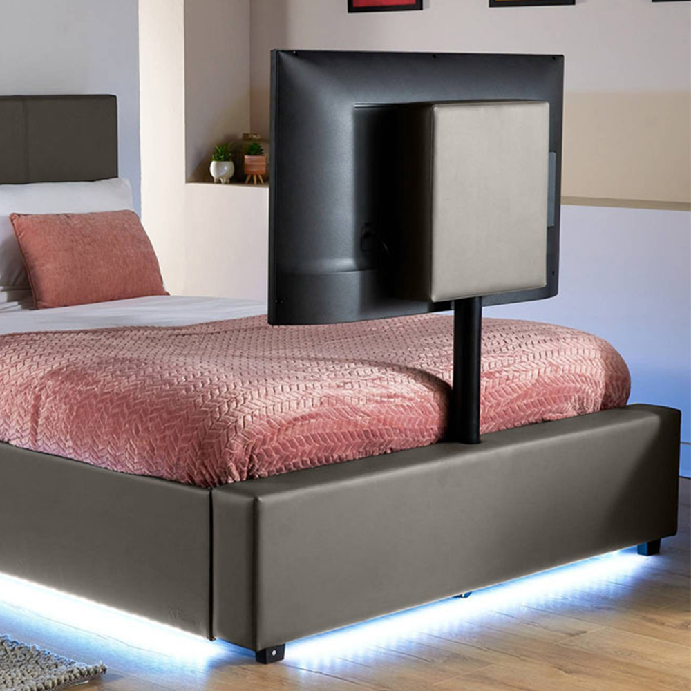 XR Living Ava Double Grey PU Upholstered TV Bed with Underbed Lights Image 2