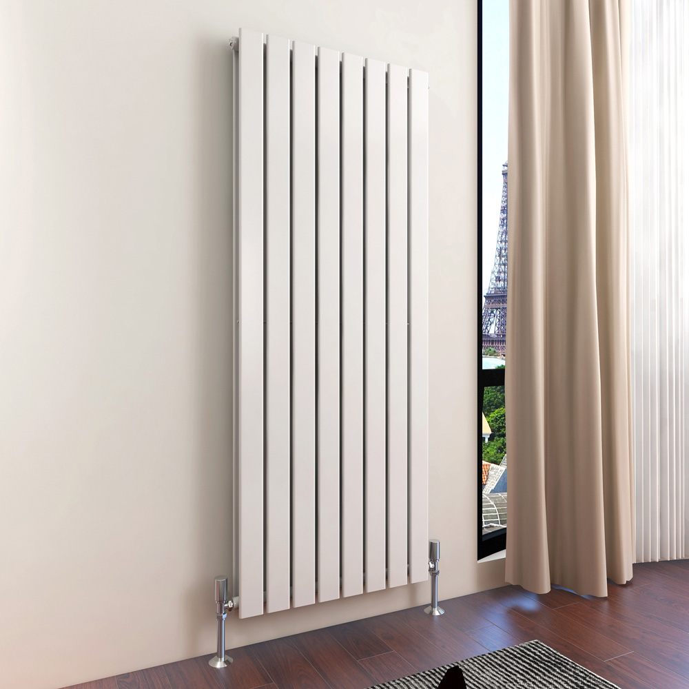 White 6925 BTU Double Flat Panel Vertical Column Radiator 1600 x 544mm Image 2
