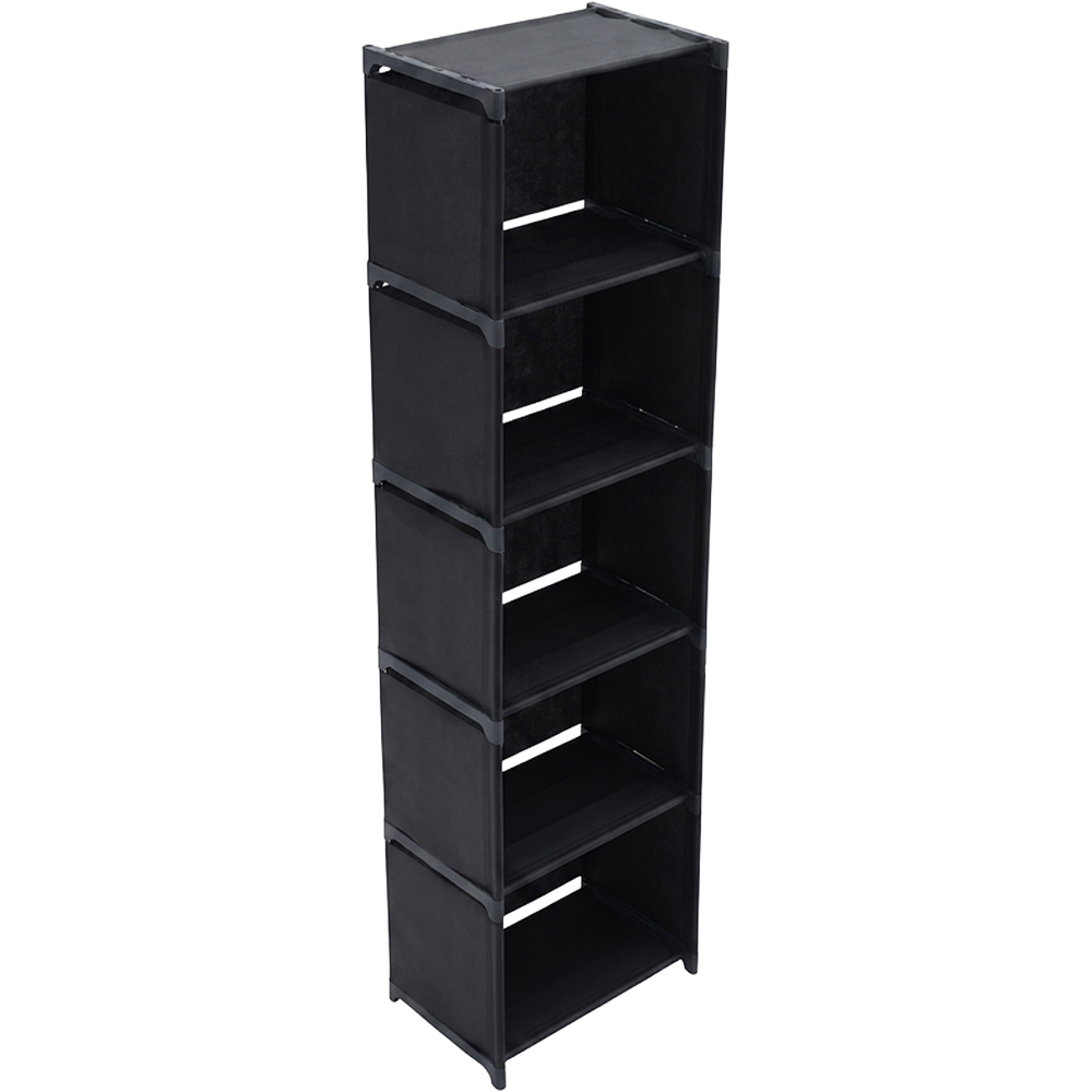 Living and Home 5-Tier Black Storage Shelf with Metal Frame Image 1