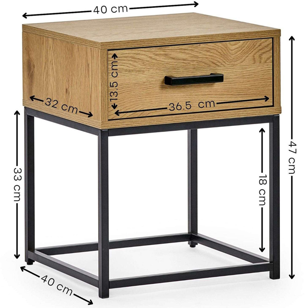 Julian Bowen Harlow Single Drawer Light Oak Effect Bedside Table Image 9