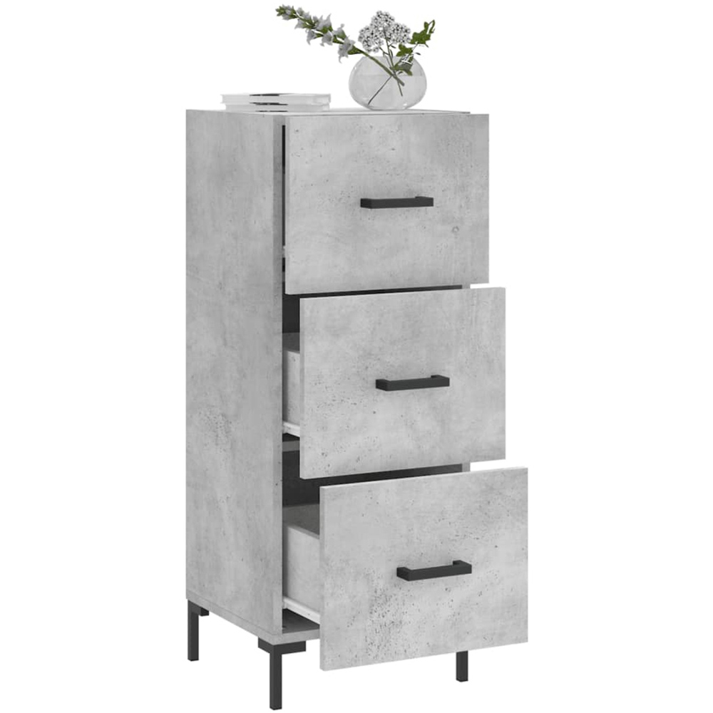 vidaXL 3 Drawer Concrete Grey Wooden Sideboard Image 4