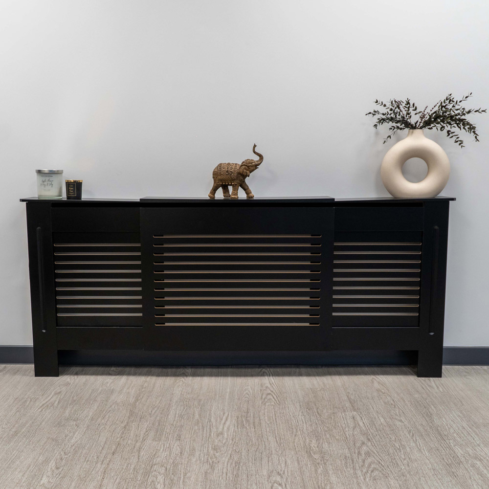 Jack Stonehouse Matt Black Adjustable Horizontal Line Radiator Cover Small Image 2
