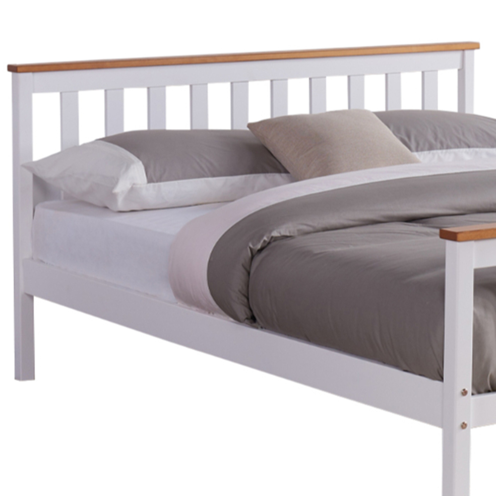 Home Detail Woodford King Size White and Oak Wooden Bed Image 3
