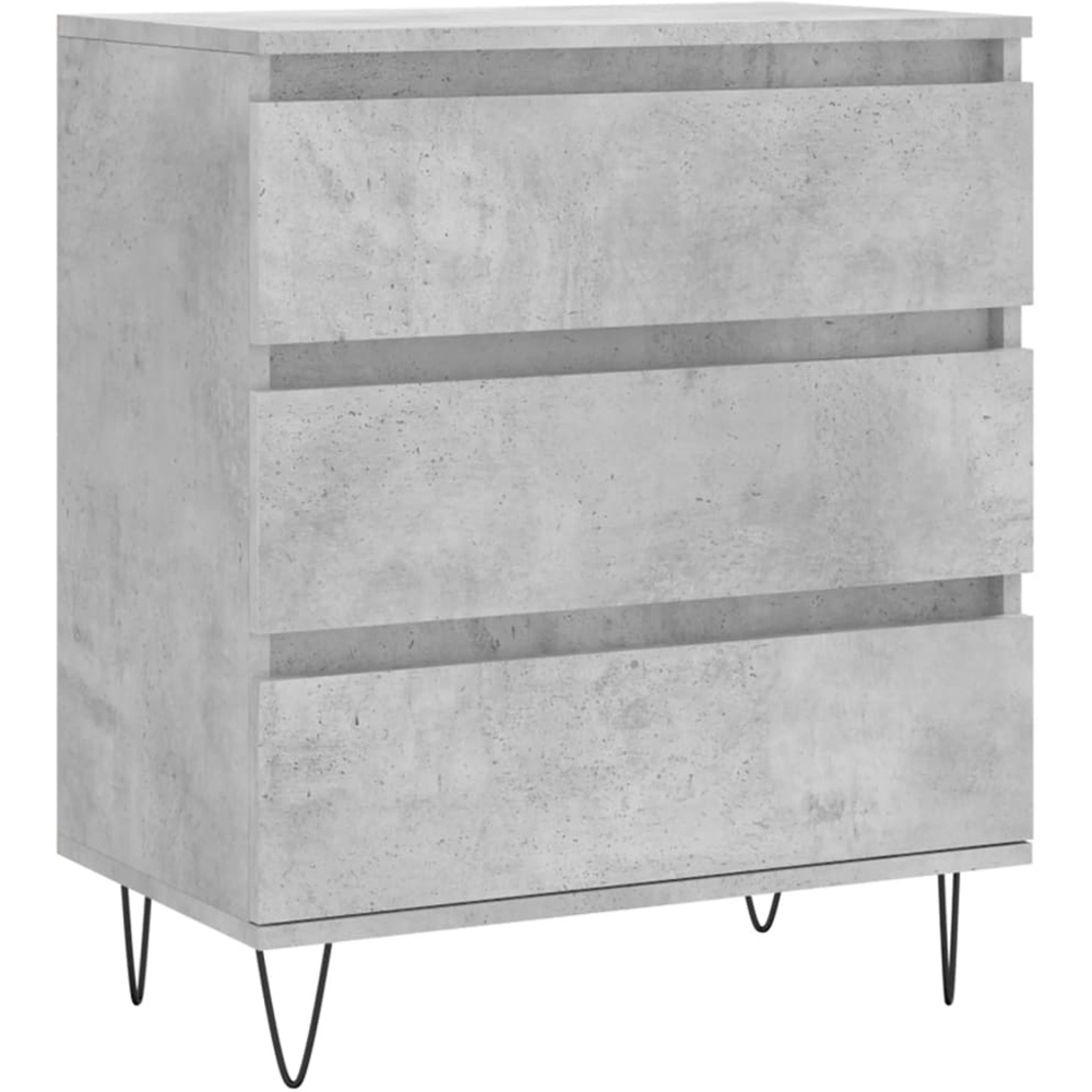 vidaXL 3 Drawer Concrete Grey Wooden Sideboard Image 2