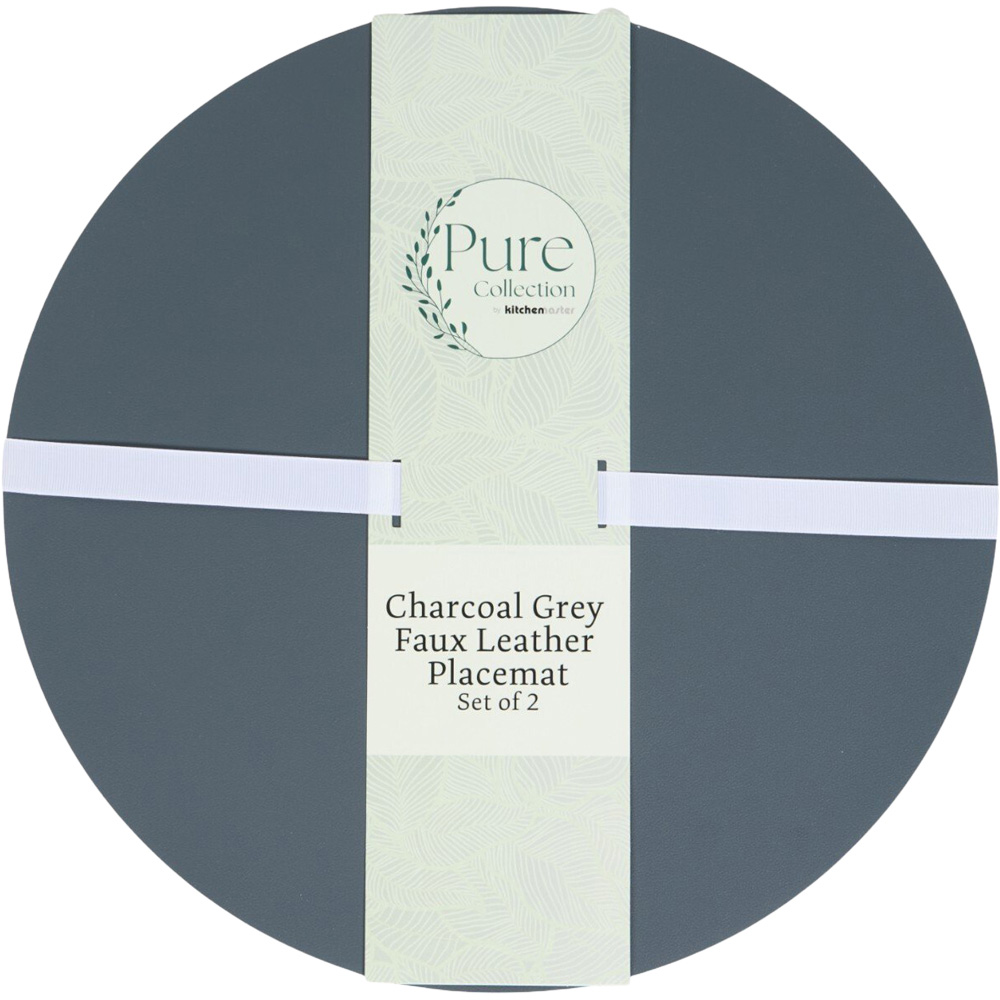 Set of 2 Faux Leather Placemats Charcoal Grey Image 1