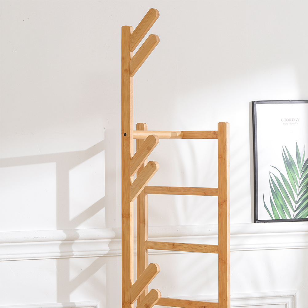 Living and Home Floor-Standing Triangle Base Bamboo Coat Rack Image 5