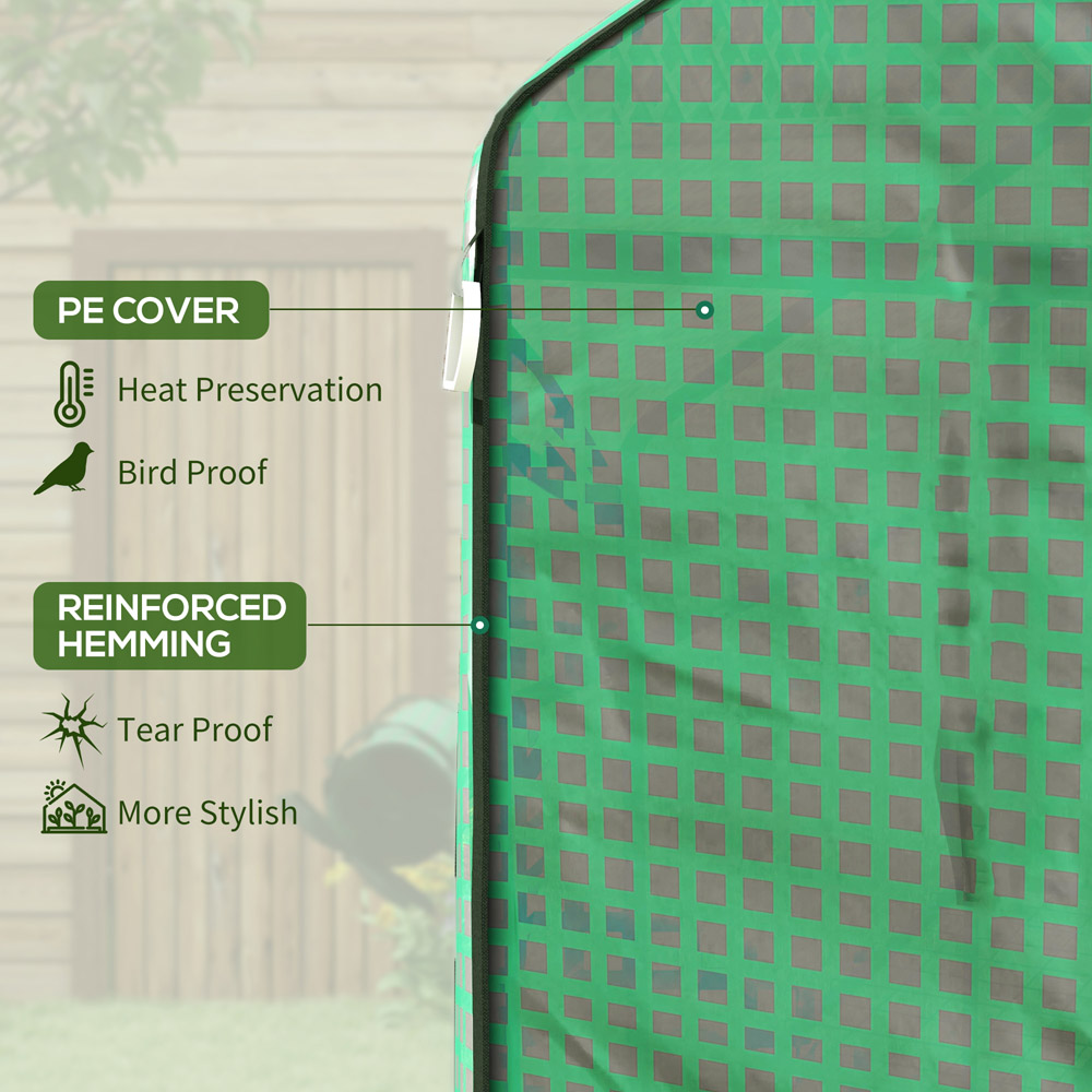 Outsunny 6.2 x 4.5 x 2.3ft Green PE Replacement Greenhouse Cover Image 6