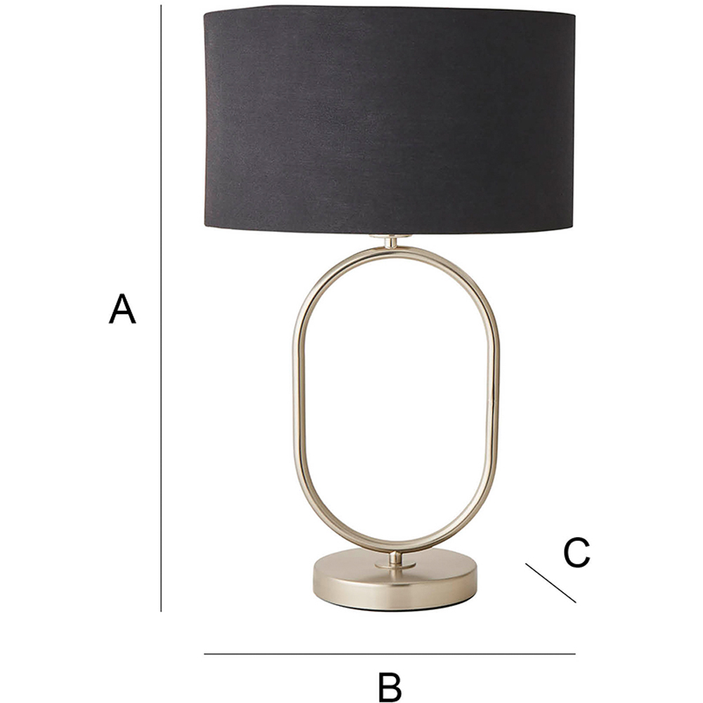 ValueLights Antonia Black with Chrome Drum Shade Brushed Chrome Oval LED Table Lamp Image 7