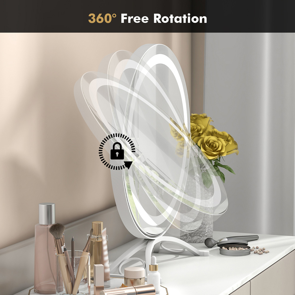 Costway White LED Light Touch Screen Makeup Vanity Round Mirror Image 6