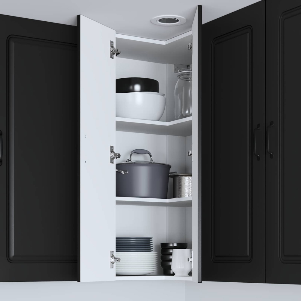vidaXL 2 Door Black Kitchen Wall Corner Cabinet Image 9
