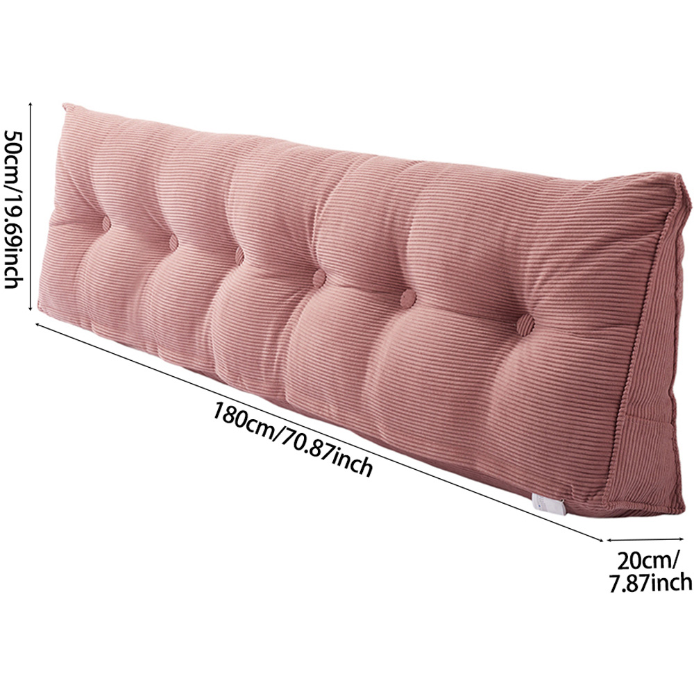 Living and Home Pink Corduroy Wedge Headboard Pillow with Side Pocket 180 x 50cm Image 8