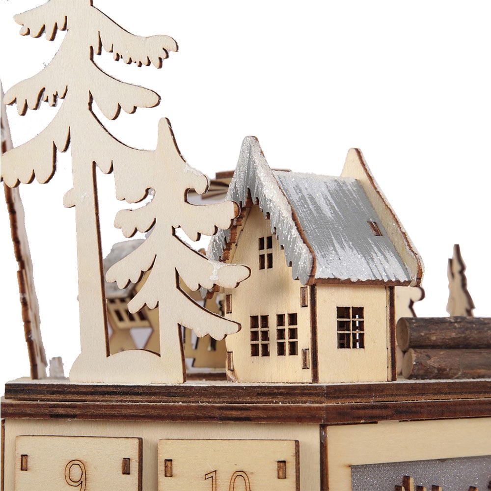 Living and Home LED Rotatable Wooden Christmas Advent Calendar Image 6