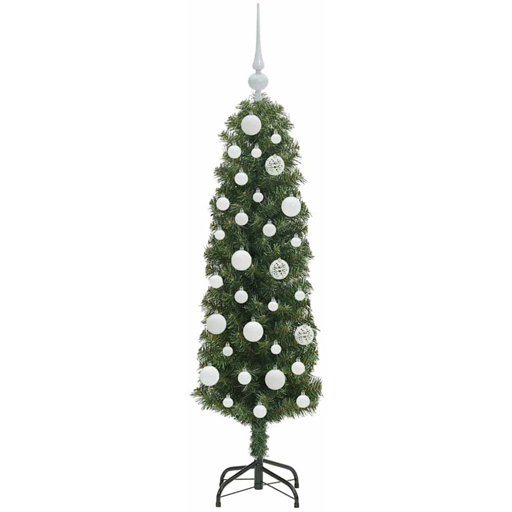 vidaXL Green Artificial Christmas Tree with Pinecones LEDs White Decoration Ornaments 4ft Image 4
