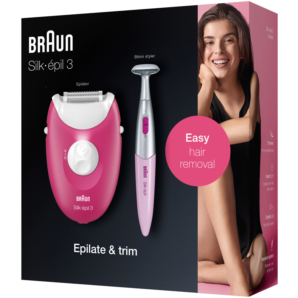 Braun SilkEpil 3-420 White and Pink Epilator for Women Image 5