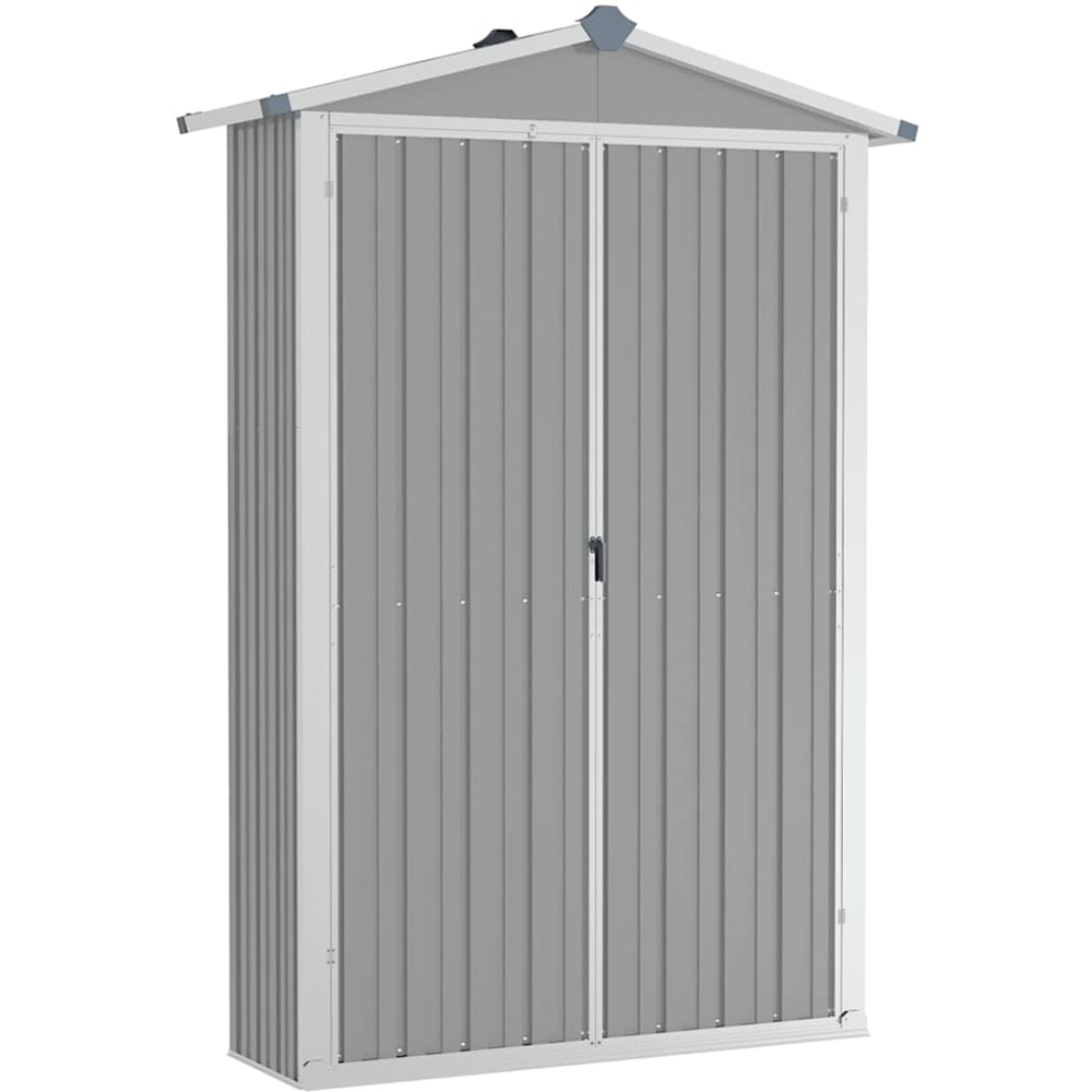 vidaXL 3.8 x 1.5ft Grey Galvanised Steel Apex Garden Shed Image 1