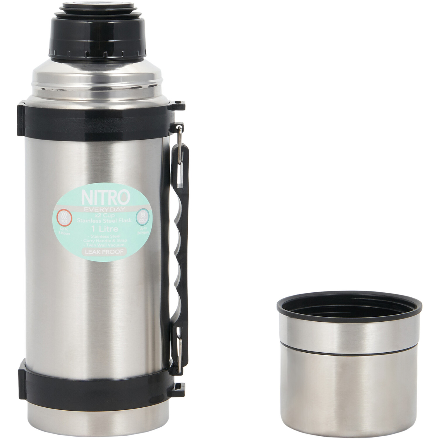 Nitro 2-Cup Flask - Silver Image 3