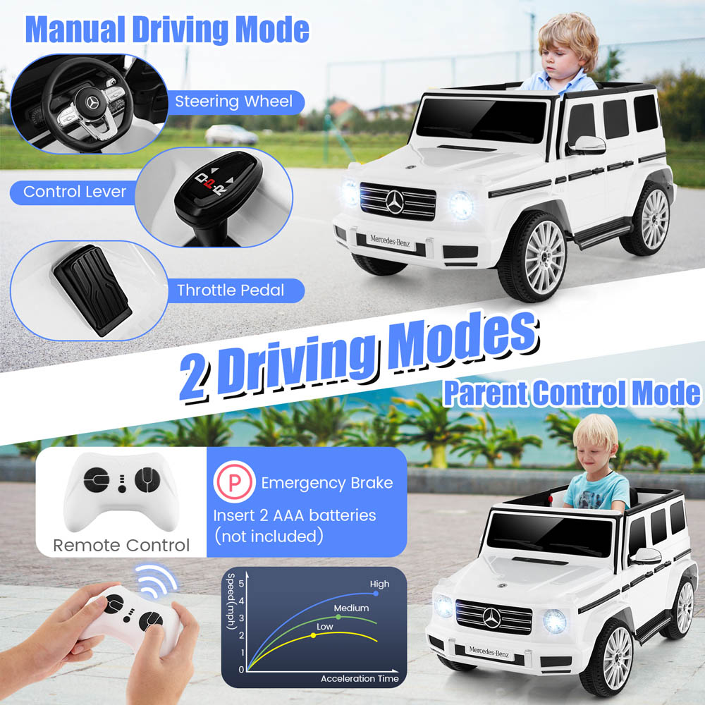 Costway Kids White Licensed Mercedes Benz Ride On Car with Remote Control 12V Image 5