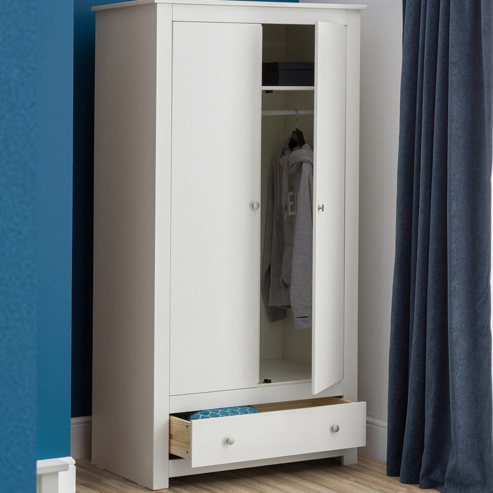 Julian Bowen Radley 2 Door Single Drawer Surf White Wardrobe Image 1