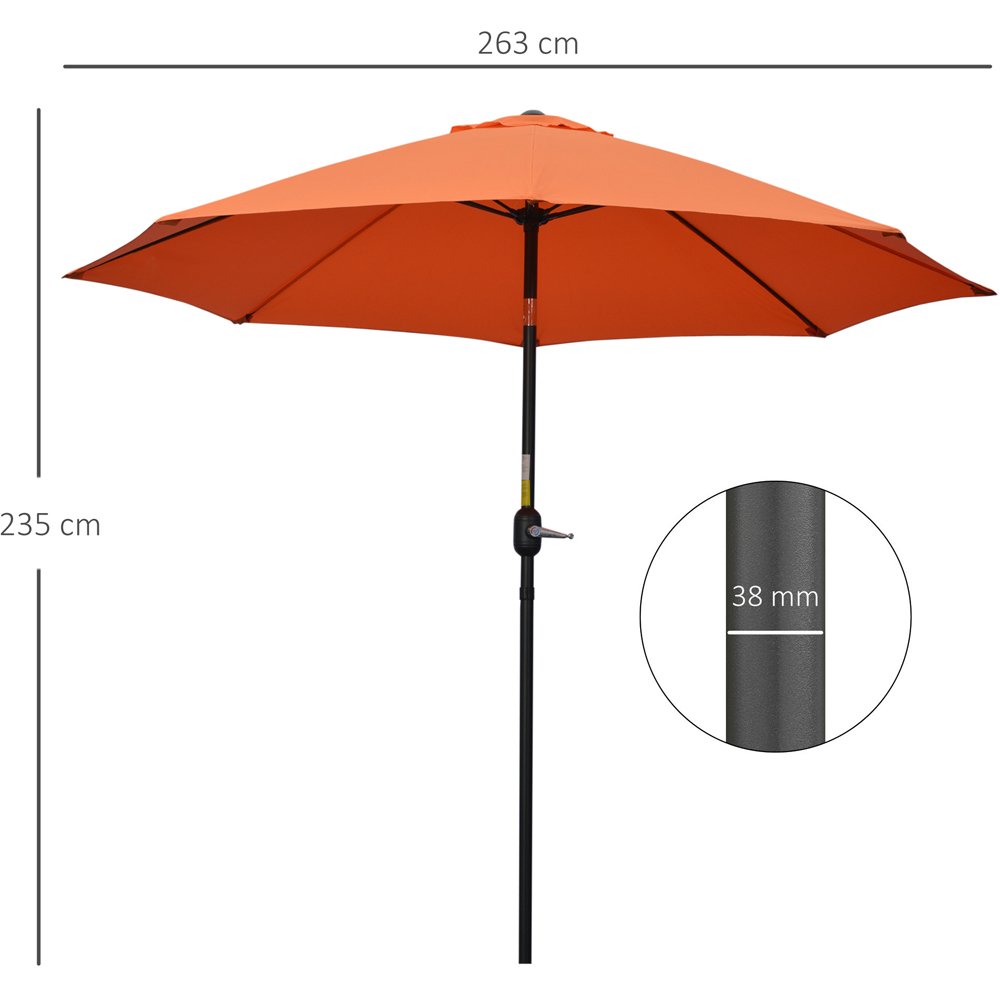Outsunny Orange Crank and Tilt Parasol 2.6m Image 7